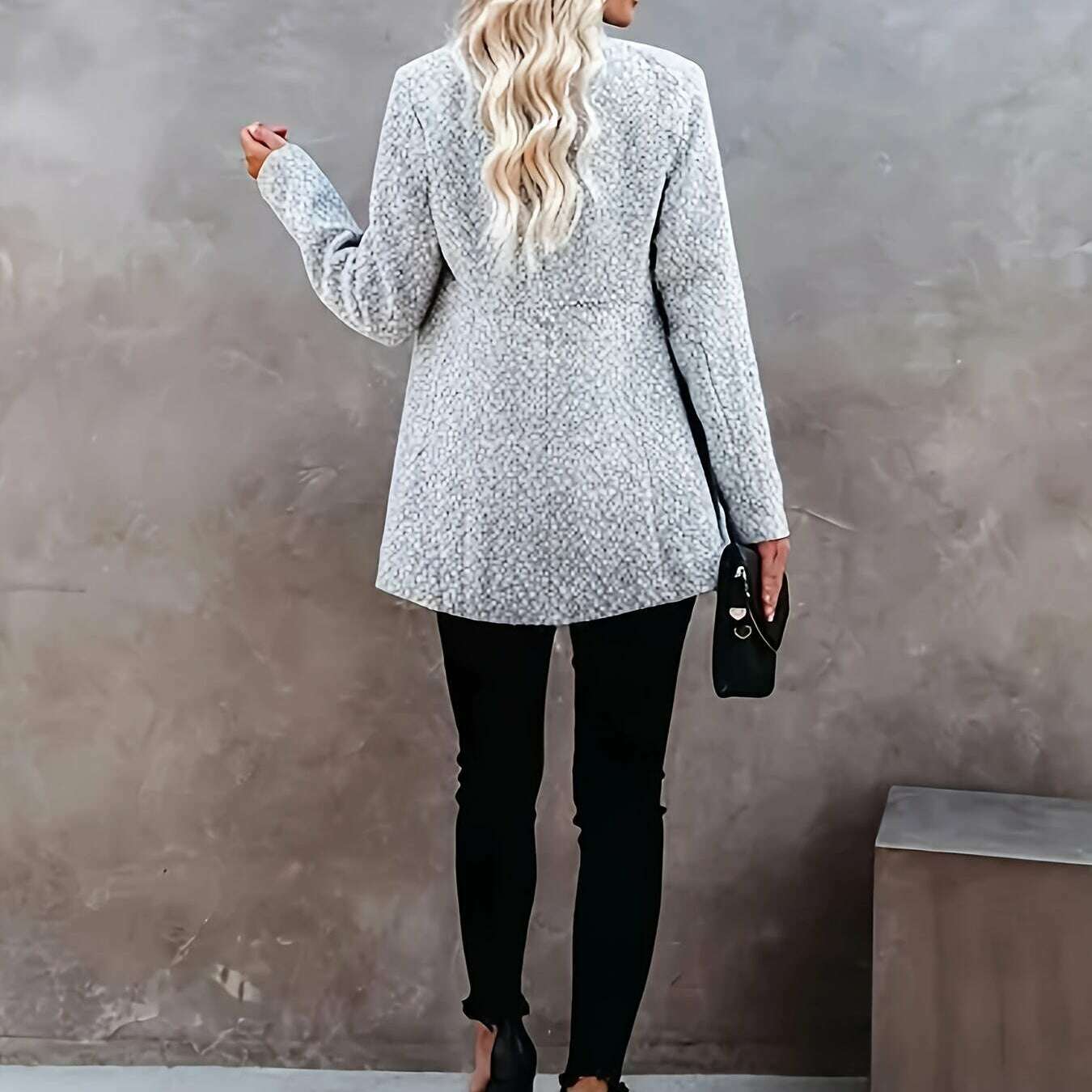 Stylish Marled Open Front Slim Fit Blazer for Women