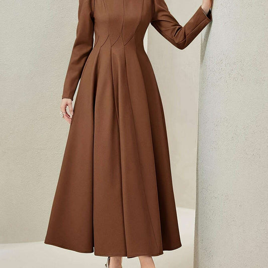 Crew Neck Long Sleeve Dress – Elegant & Timeless