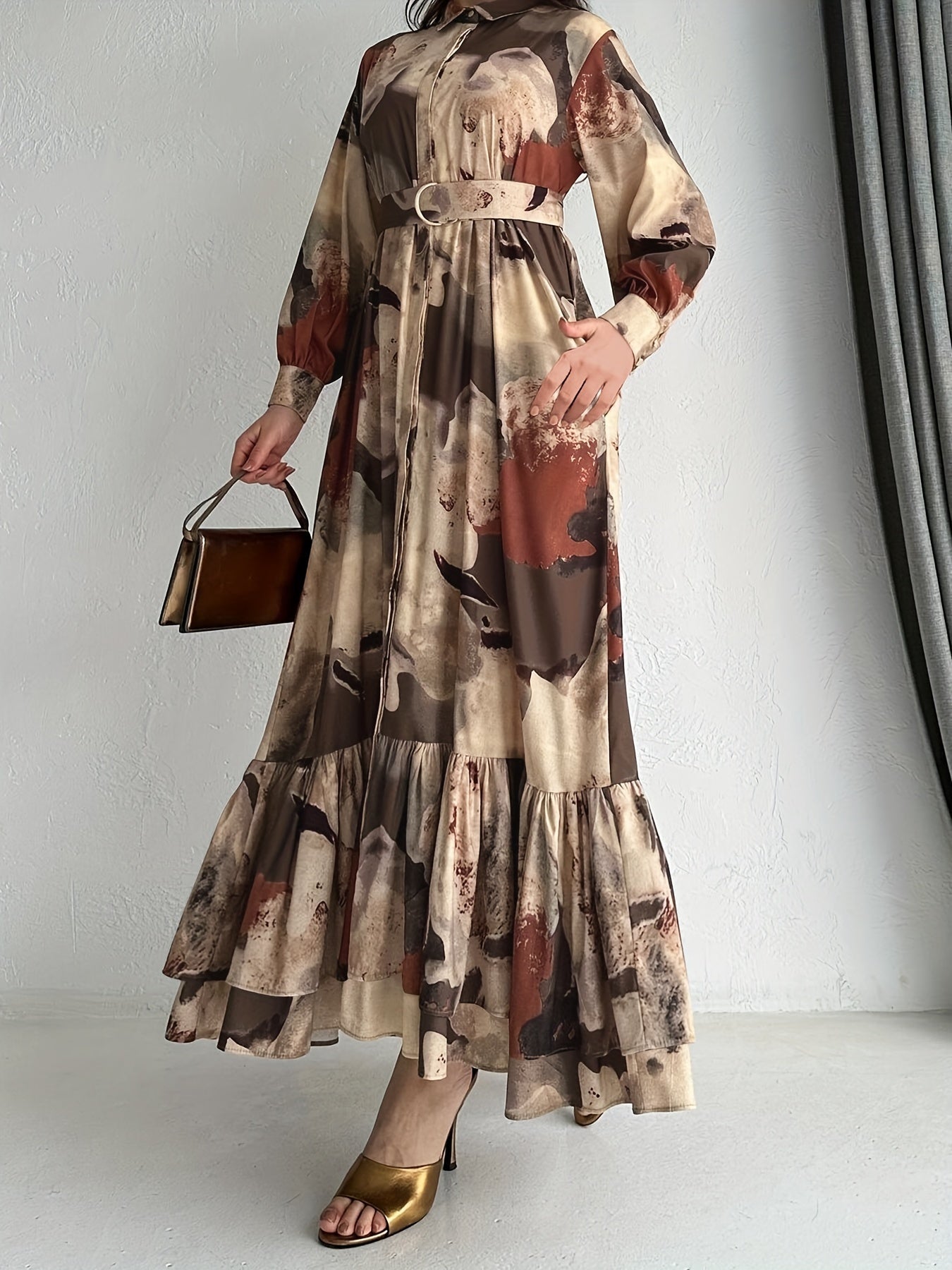 Women's Middle Eastern Muslim Temperament Printed Long Dress