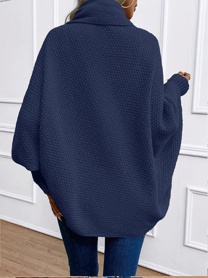 [Elegant Cardigan] Lightweight Polyester Elegant Women's Solid Color Bell Sleeve Cardigan | Contrast Collar, Perfect for Spring/Fall & Winter, Autumn Winter Fashion