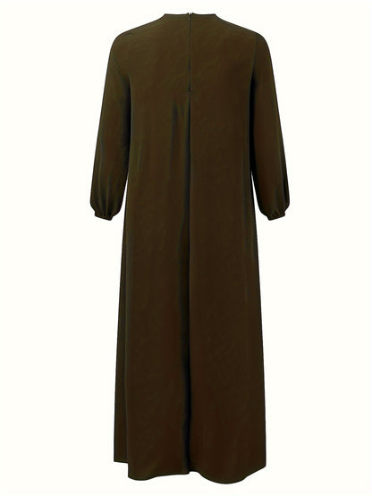 Ramadan Elegant Tie Front Kaftan Dress - Abayas with Long Sleeve, Maxi Length, Color Block Design, Women's Clothing for Special Occasions - Classic, Modest, and Chic Fashion