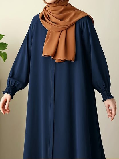 Middle Eastern Muslim Comfortable Solid Color Robe 8358