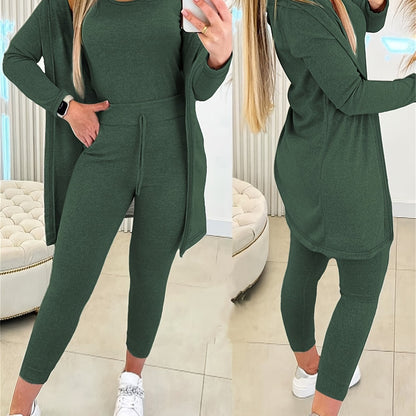 Women’s 3pcs Lounge Set – Tank Top, Coat & Pants Sweatsuit