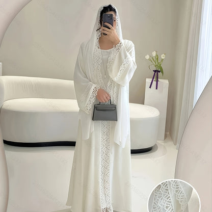 Open Robe Set with Lace, Sleeveless Vest Dress 2pcs - Lightweight, Simple and Breathable, Suitable for Spring/Summer