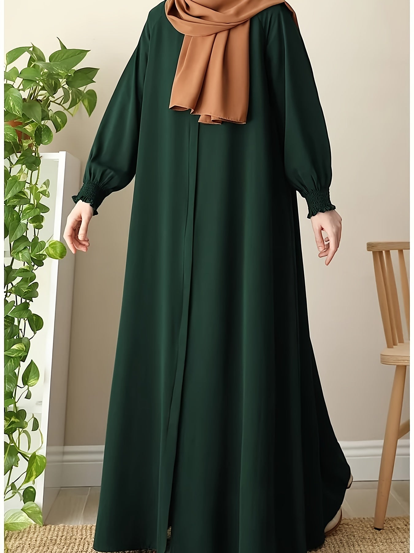 Middle Eastern Muslim Comfortable Solid Color Robe 8358