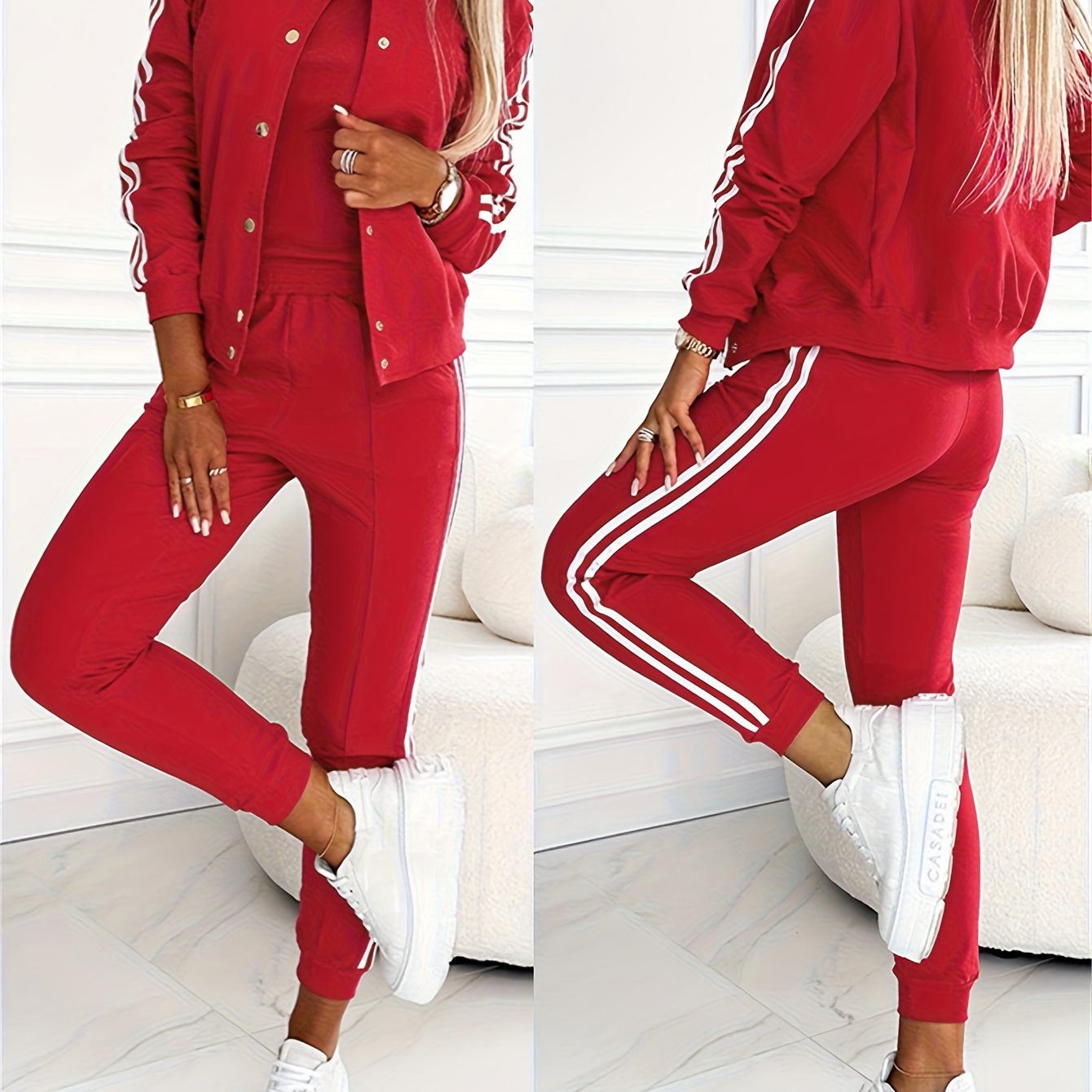 3pcs Matching Set – Jacket, Tank Top & Cuffed Pants