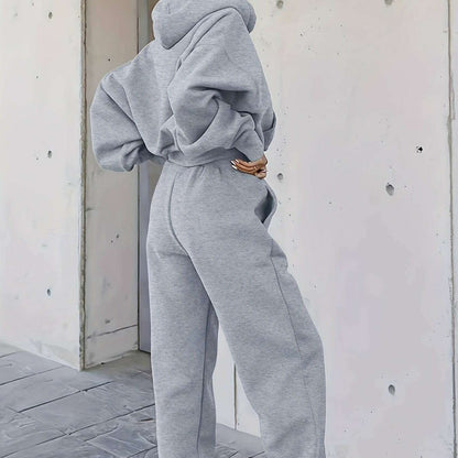 2PCS Oversized Athleisure Set: Hooded Sweatshirt & Sweatpants