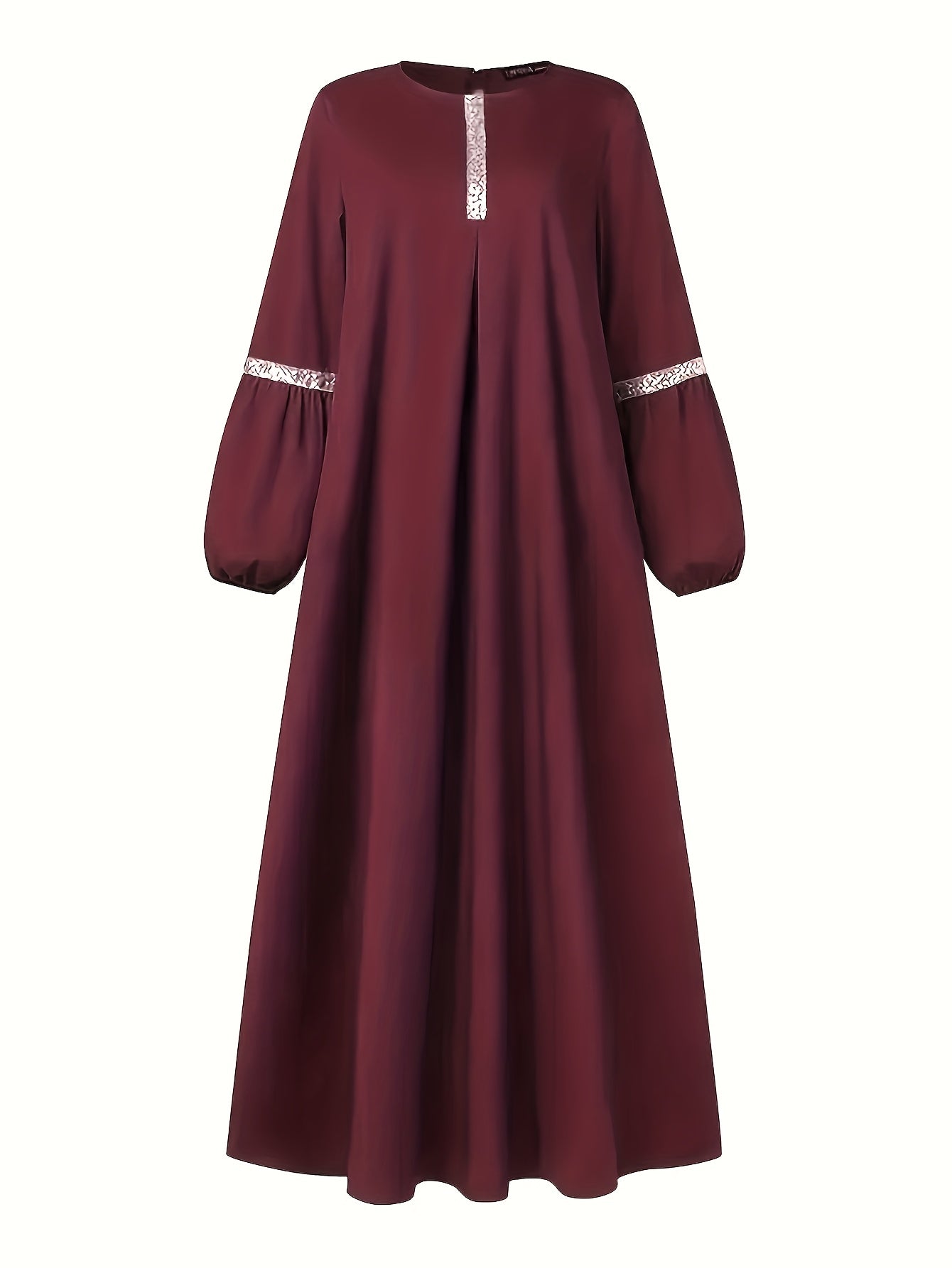 [Elegant Sequin Abaya Dress] Polyester Elegant Sequin Decorative Ladies Abaya Kaldan Dress - Humble Long Sleeves, Round Neck, Perfect For Spring/summer/fall