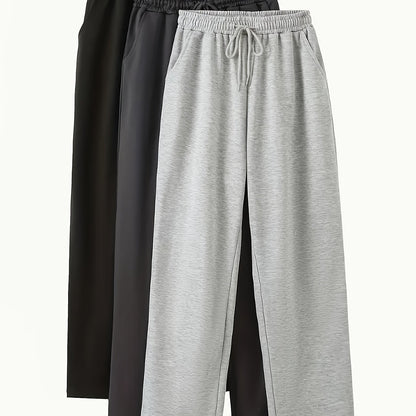 3pcs Women’s High-Waisted Casual Joggers Set – Drawstring Waist, Elastic Cuffs & Side Pockets