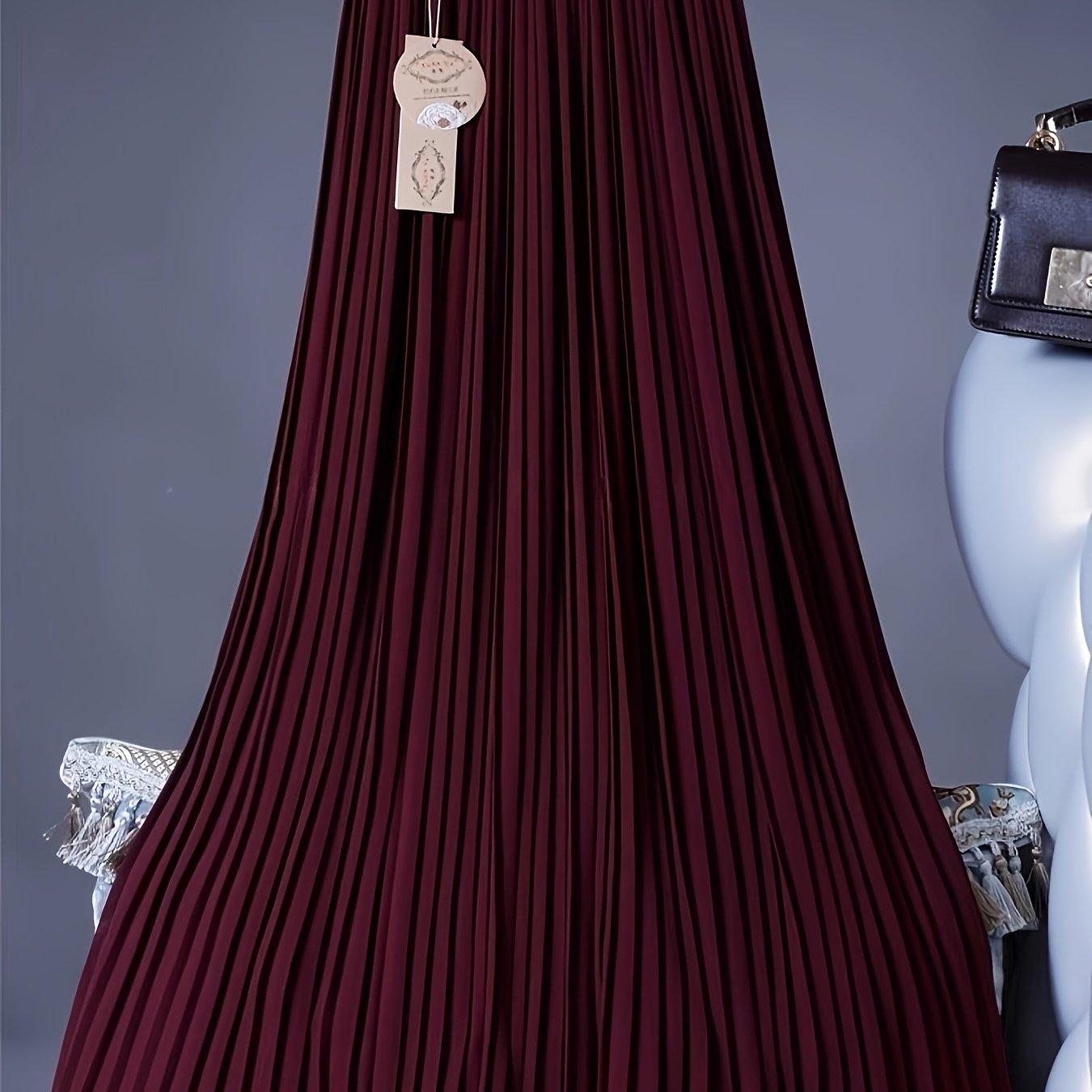 [Chic Pleated] High-Waisted Flowy Chiffon Skirt A-Line Midi Long Dress for Women