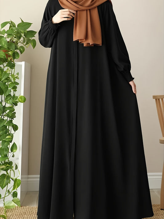 Middle Eastern Muslim Comfortable Solid Color Robe 8358