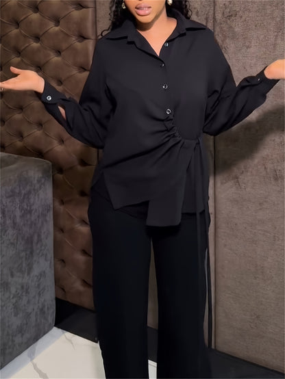 Women’s Blouse & Pants Set – Fall/Winter Casual Outfit