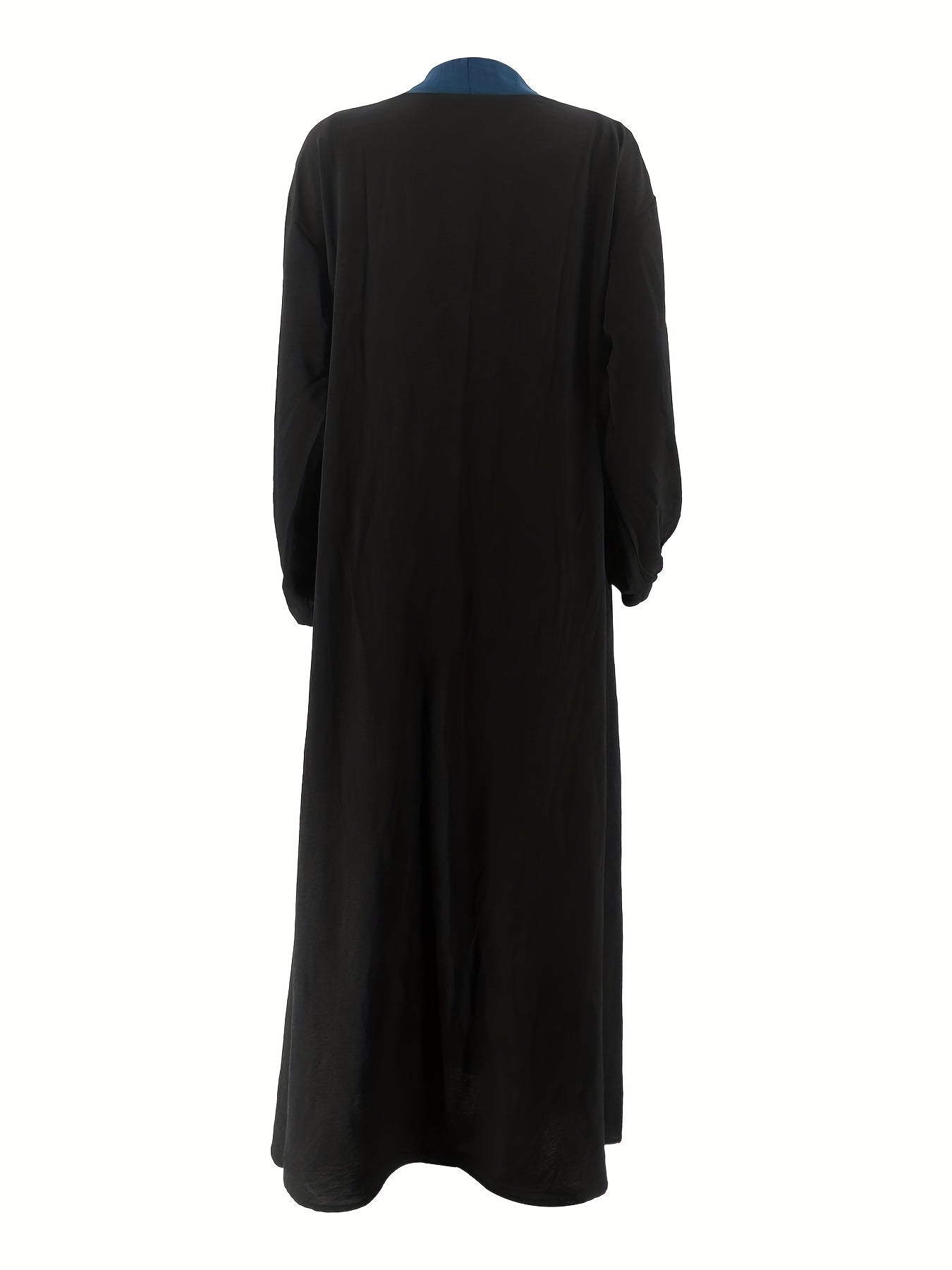 [Polyester Elegant Dress] Elegant Middle Eastern Muslim Style Long Sleeveless Dress with Belt | Polyester Fabric, Solid Color, Casual Fashion, All-Season Wear, Includes Contrast Color Long Jacket, No Headscarf