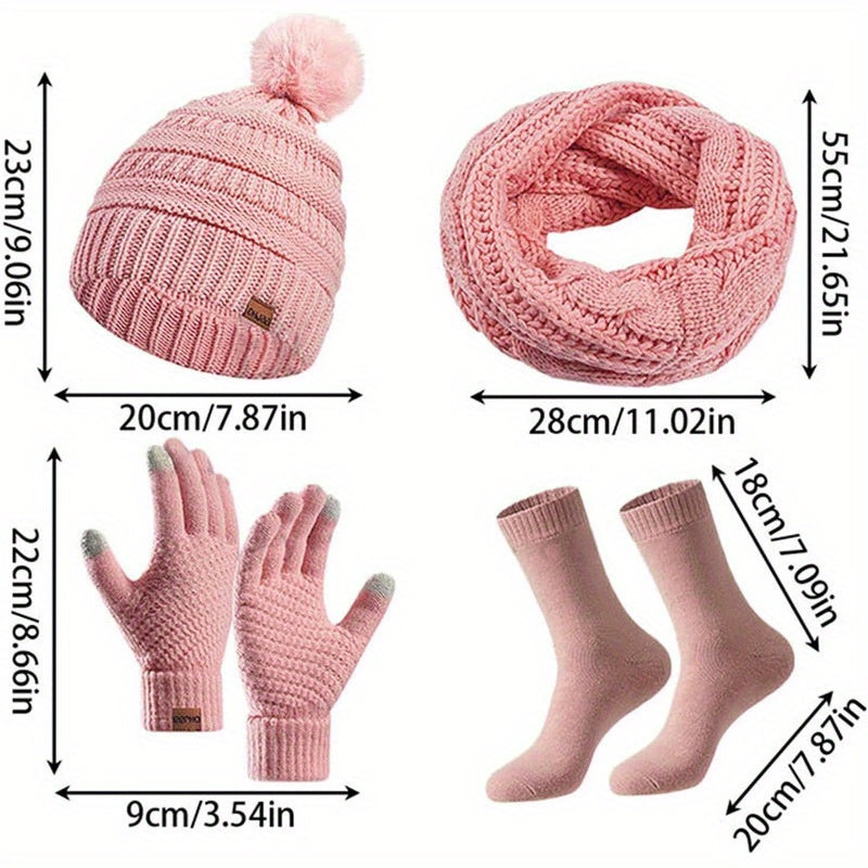 Women’s Winter Warmth Set – Hat, Scarf, Gloves & Socks