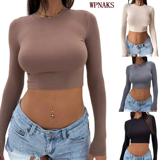 WPNAKS Y2K Crop Top: Long Sleeve, Slim Fit, Streetwear Tee - D&M Boutique