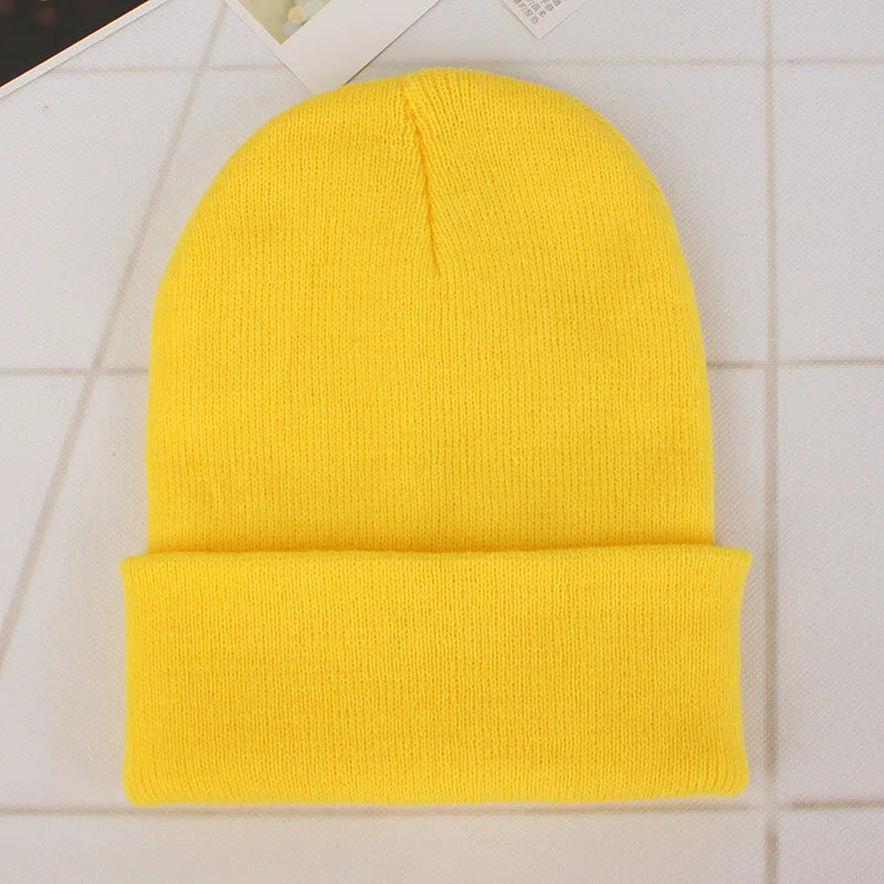 Fashion Solid Color Knitted Beanies Hat Winter Warm Ski Hats Men Women Multicolor Skullies Caps Soft Elastic Cap Sport Bonnet