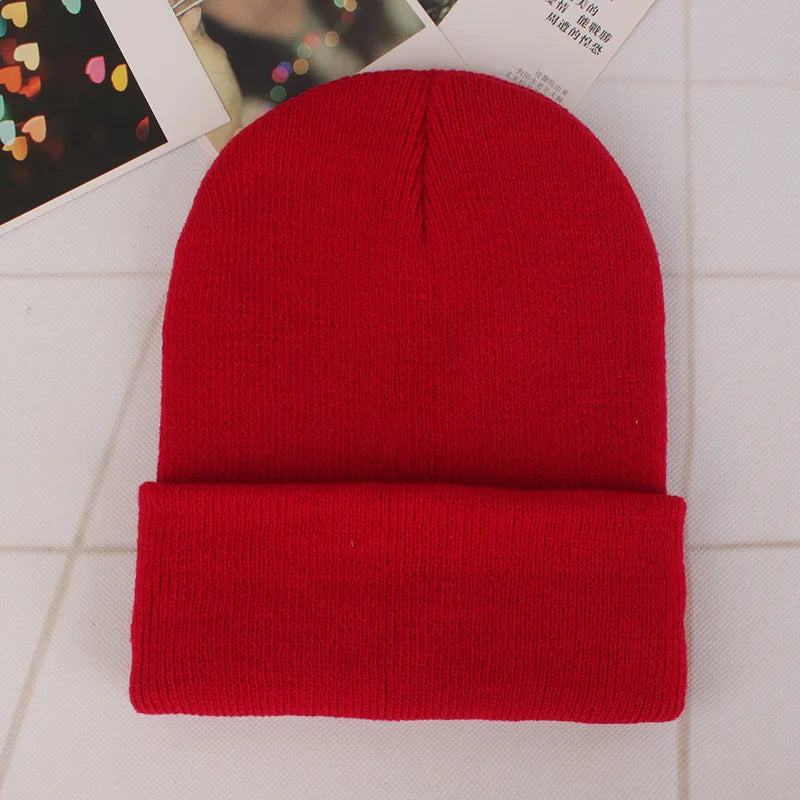 Fashion Solid Color Knitted Beanies Hat Winter Warm Ski Hats Men Women Multicolor Skullies Caps Soft Elastic Cap Sport Bonnet