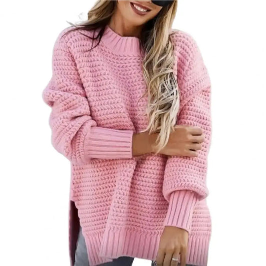 Women Half High Collar Thick Knit Sweater - D&M Boutique