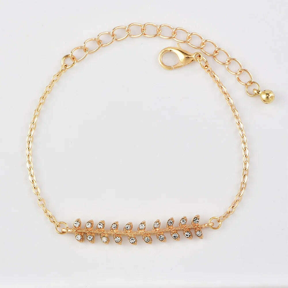 Punk Charm Bracelet Bracelet Fashion New Temperament Popular Jewelry Leaf Crystal Women's 4-piece Set Bracelet Wholesale - D&M Boutique