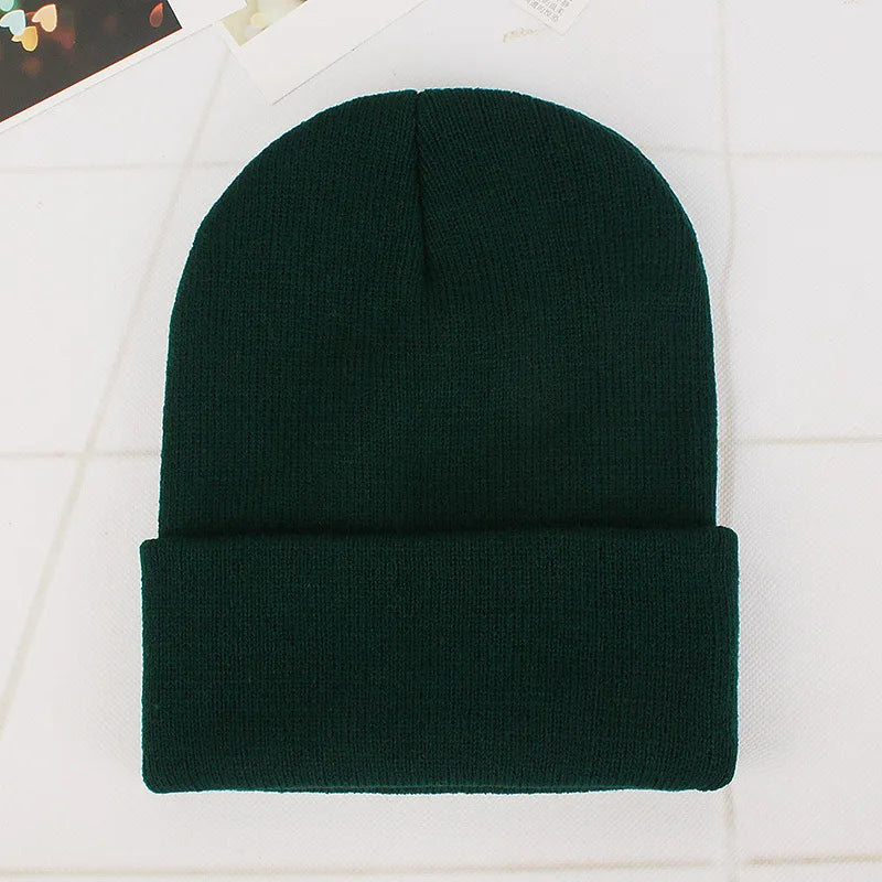 Fashion Solid Color Knitted Beanies Hat Winter Warm Ski Hats Men Women Multicolor Skullies Caps Soft Elastic Cap Sport Bonnet