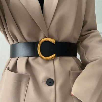 Punk Vintage Big Buckle PU Leather Belt for Women