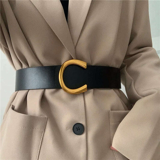 Punk Vintage Big Buckle PU Leather Belt for Women