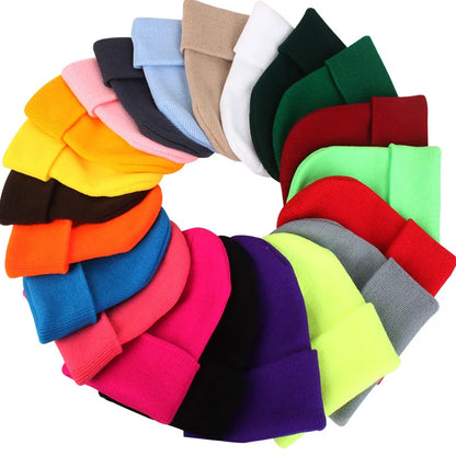 Fashion Solid Color Knitted Beanies Hat Winter Warm Ski Hats Men Women Multicolor Skullies Caps Soft Elastic Cap Sport Bonnet