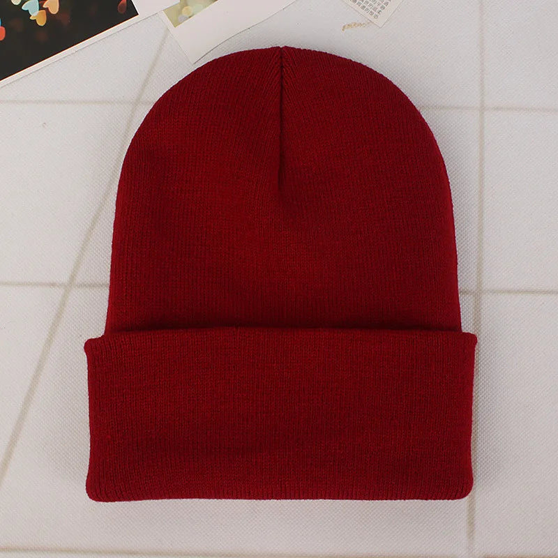 Fashion Solid Color Knitted Beanies Hat Winter Warm Ski Hats Men Women Multicolor Skullies Caps Soft Elastic Cap Sport Bonnet