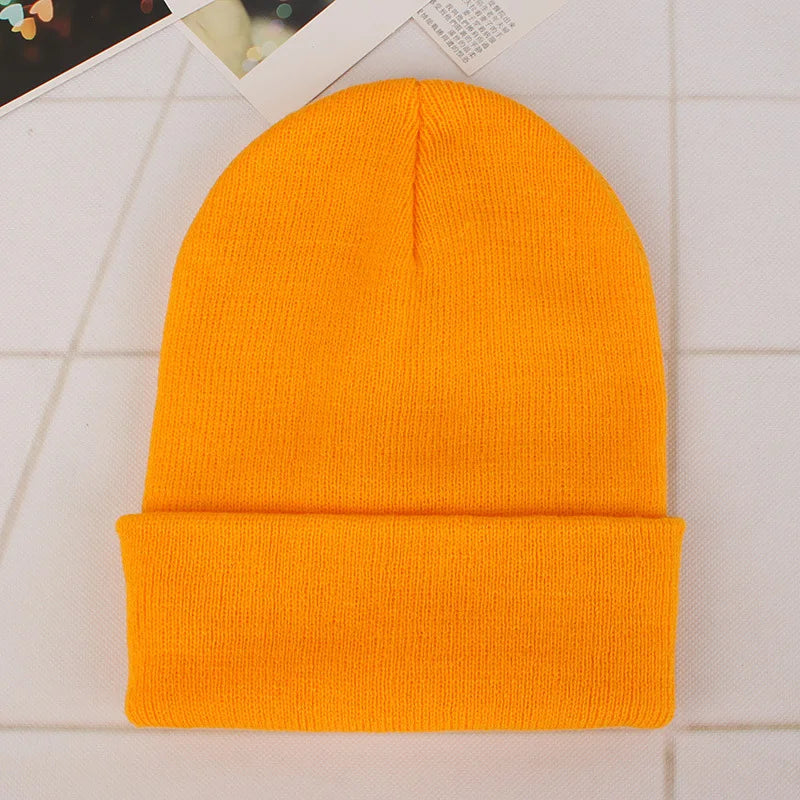 Fashion Solid Color Knitted Beanies Hat Winter Warm Ski Hats Men Women Multicolor Skullies Caps Soft Elastic Cap Sport Bonnet
