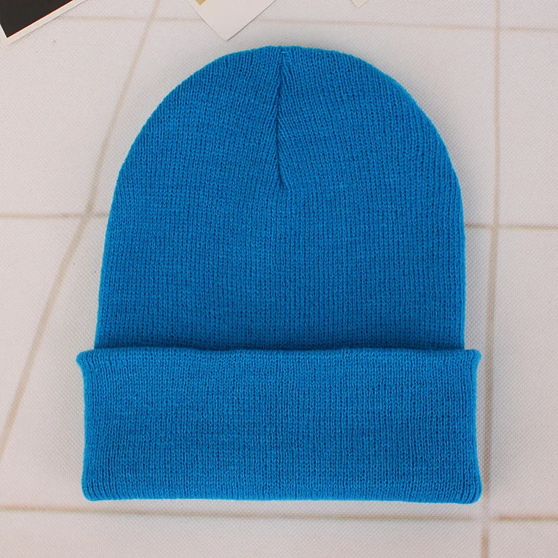 Fashion Solid Color Knitted Beanies Hat Winter Warm Ski Hats Men Women Multicolor Skullies Caps Soft Elastic Cap Sport Bonnet