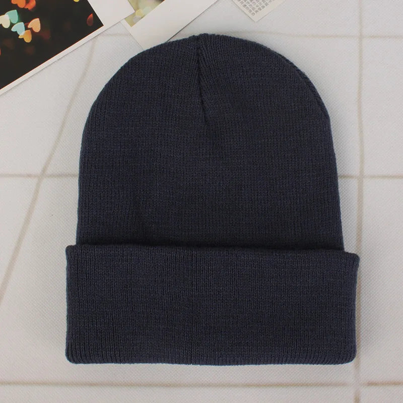 Fashion Solid Color Knitted Beanies Hat Winter Warm Ski Hats Men Women Multicolor Skullies Caps Soft Elastic Cap Sport Bonnet
