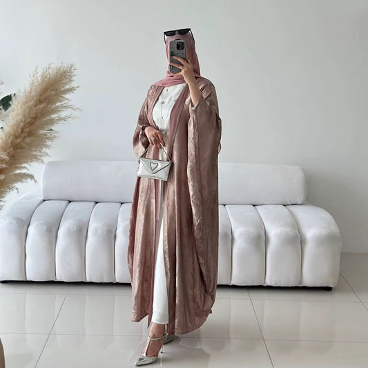 Pink with a metallic sheen Abaya