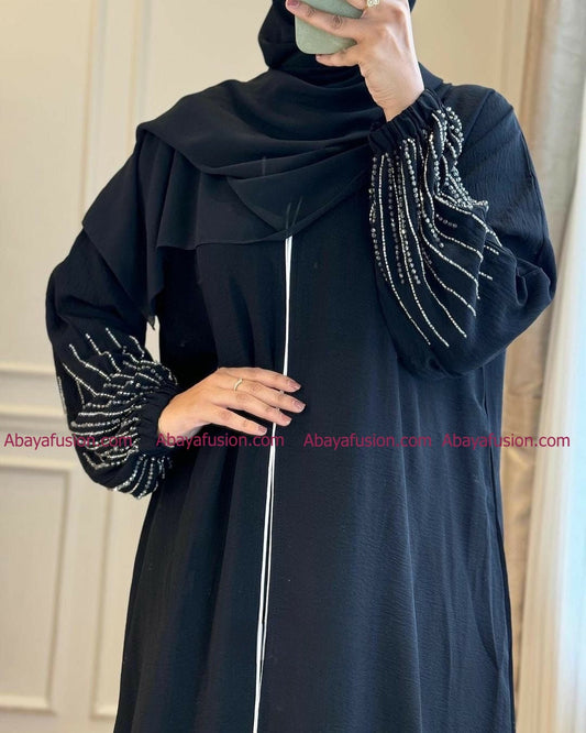 Black Abaya with stone work
