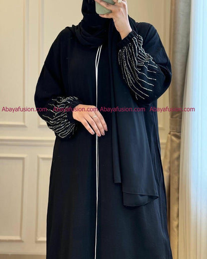 Black Abaya with stone work