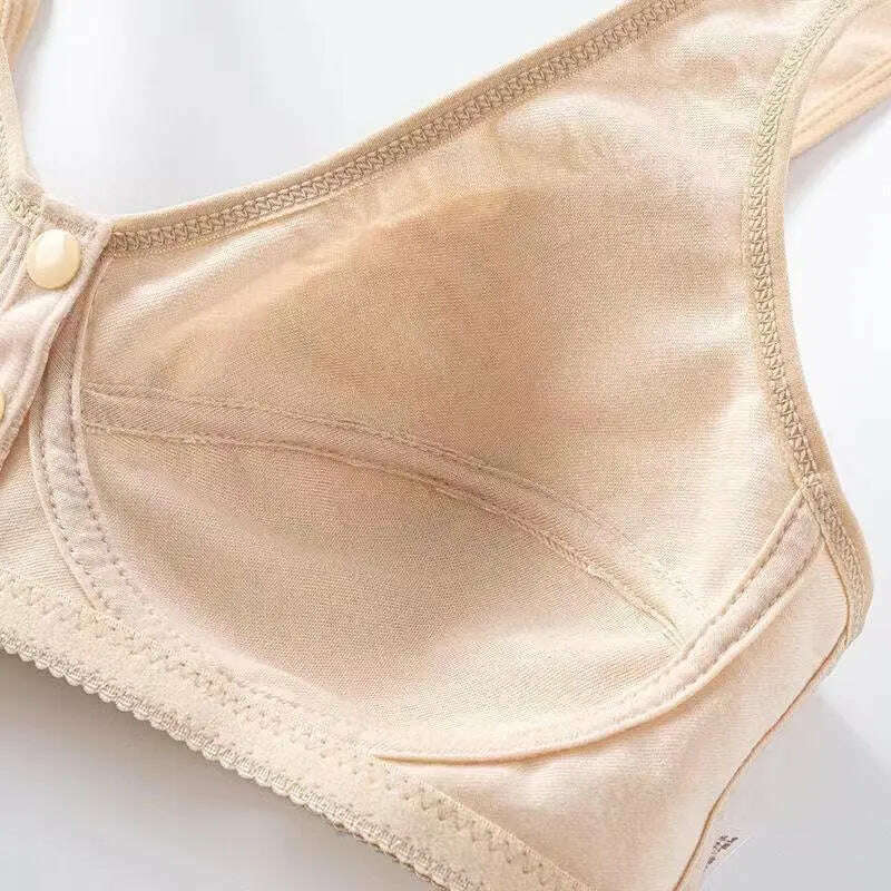 Front Button Wireless Cotton Bra: Anti-Sagging - D&M Boutique 