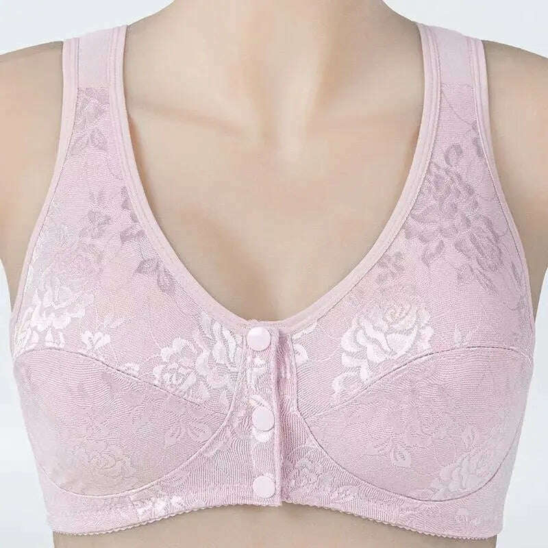 Front Button Wireless Cotton Bra: Anti-Sagging - D&M Boutique 