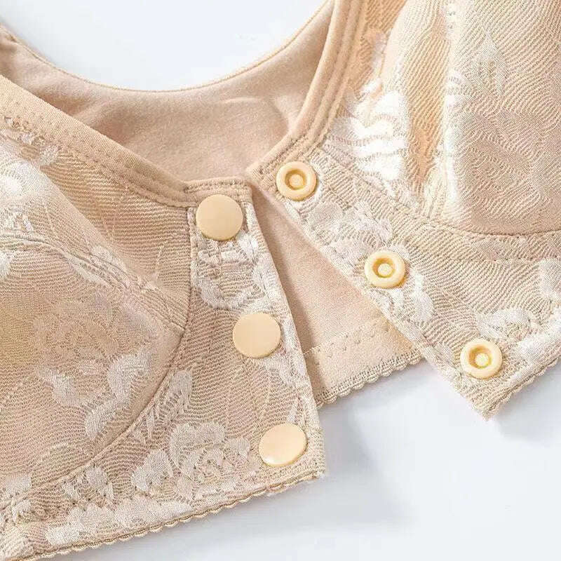 Front Button Wireless Cotton Bra: Anti-Sagging - D&M Boutique 