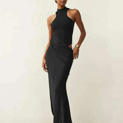 JULISSA MO Satin Hollow Out High-Waist Maxi Dress