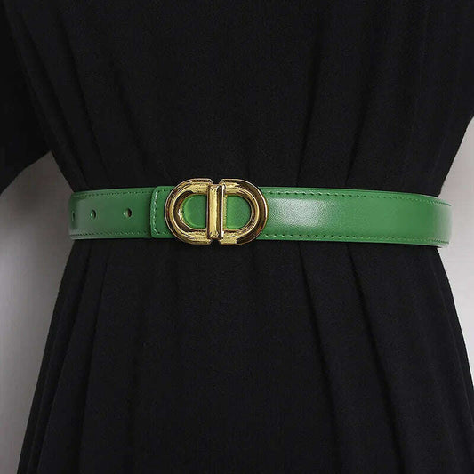 Women's High-End Leather Belt with Metal Buckle