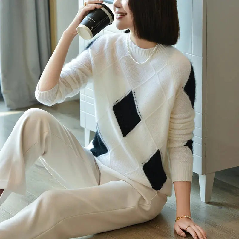 100% Wool O-Neck Sweater: Women’s Autumn/Winter Pullover - D&M Boutique