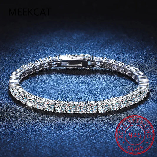 3MM D VVS Moissanite Tennis Bracelet S925 Wedding Gift