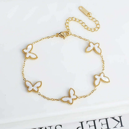 Hot Sale Luxury Stainless Steel Insect Butterfly Bracelet Simple for Woman Casual Holiday Party Jewelry Accessories Clover