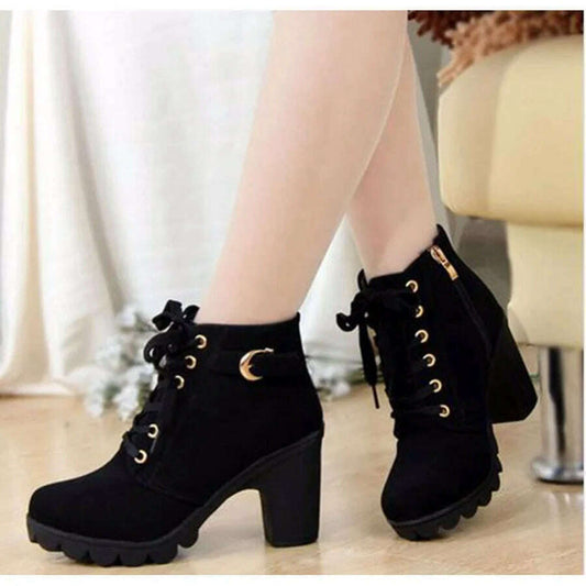FANAN Lace-up High Heel Ankle Boots