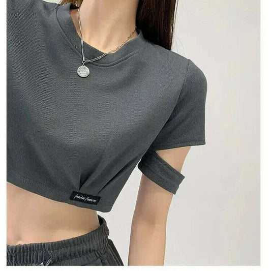 Sweet & Spicy Short Sleeve T-Shirt: Loose, Hollow Out Top - D&M Boutique 