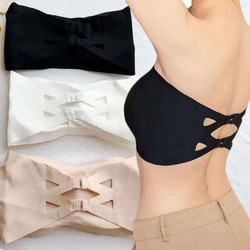 Ice Silk Strapless Bra: Seamless Crop Tube Top Bralette for Women - D&M Boutique
