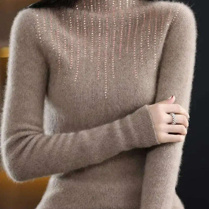 Diamond High Neck Sweater: Women's Autumn/Winter Knit - D&M Boutique 