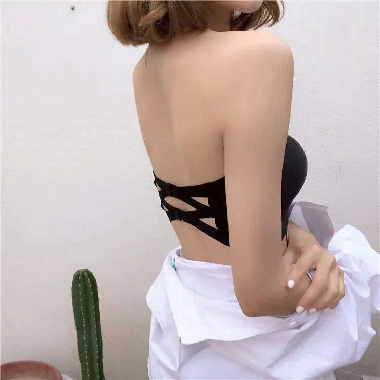 Ice Silk Strapless Bra: Seamless Crop Tube Top Bralette for Women - D&M Boutique