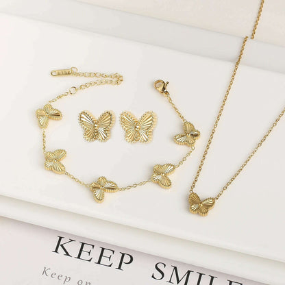 Hot Sale Luxury Stainless Steel Insect Butterfly Bracelet Simple for Woman Casual Holiday Party Jewelry Accessories Clover