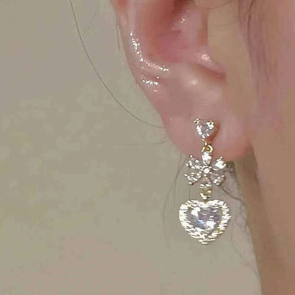 2024 Flower Love Zircon Gold Stud Earrings