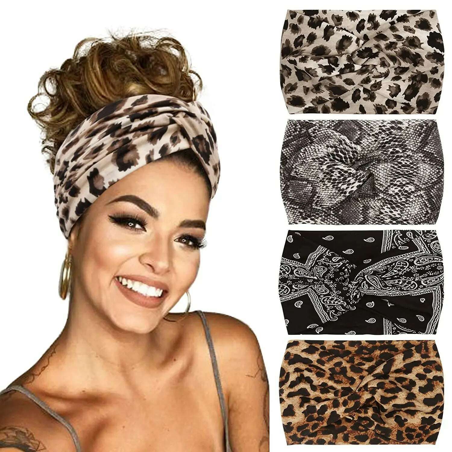 Leopard Print Yoga Headband for Women.